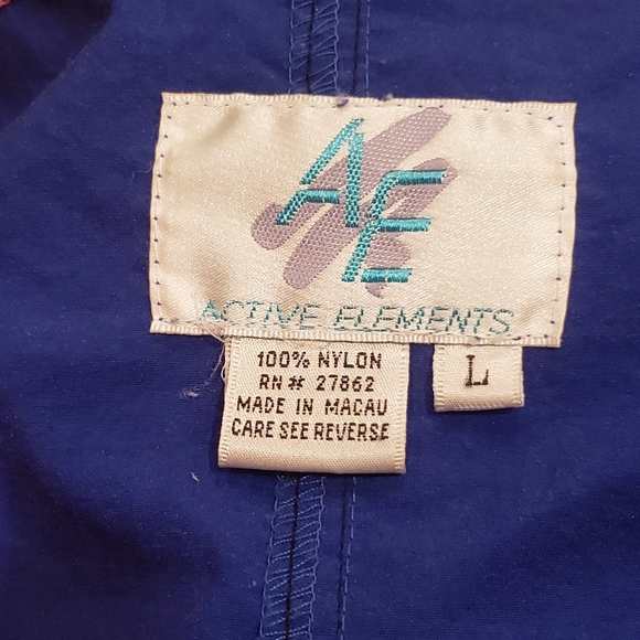 Active Elements Large Nylon Windbreaker Blue/Neon Pink Pullover Vintage - Picture 8 of 8